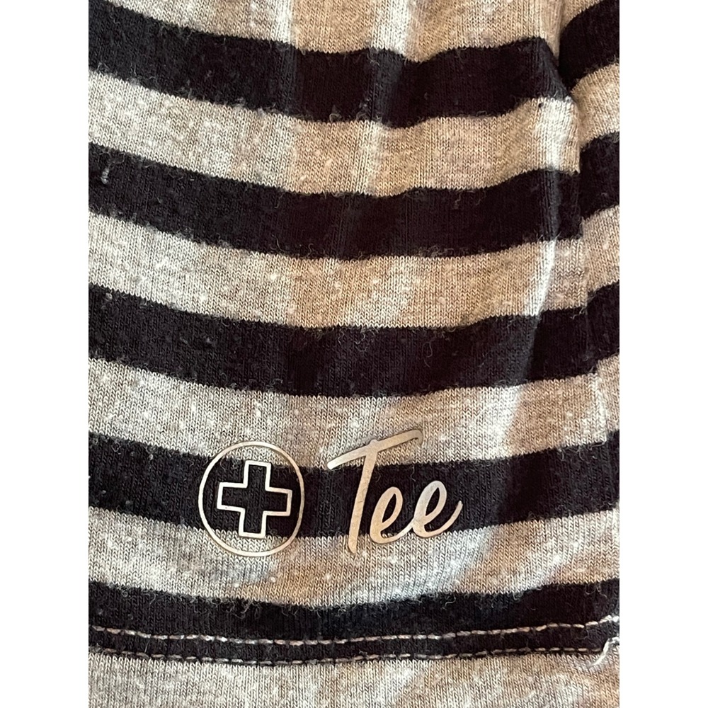 White Cross Wear It Live It Womens XXL Striped Long Sleeve Tee Black Gray T208 - Picture 9 of 9